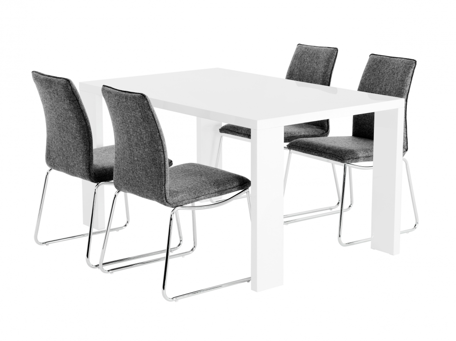 RÖNNE Bord 140 Vit + 4 LJUNGAN Stol Grå i gruppen Möbler / Bord hos Askås Testmiljö 7 (100-46-80011)
