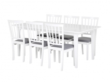 ALICE Bord 180 Vit + 6 Stolar Vit/Gr