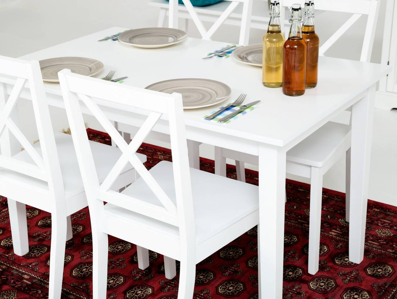 BARRINGTON Bord 120 + 4 Stolar Vit